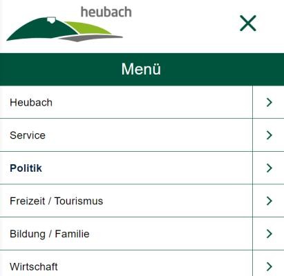 geöffnetes Mobiles Menü