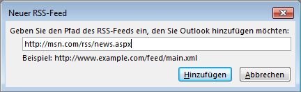 Fenster neuer RSS-Feed abonnieren 